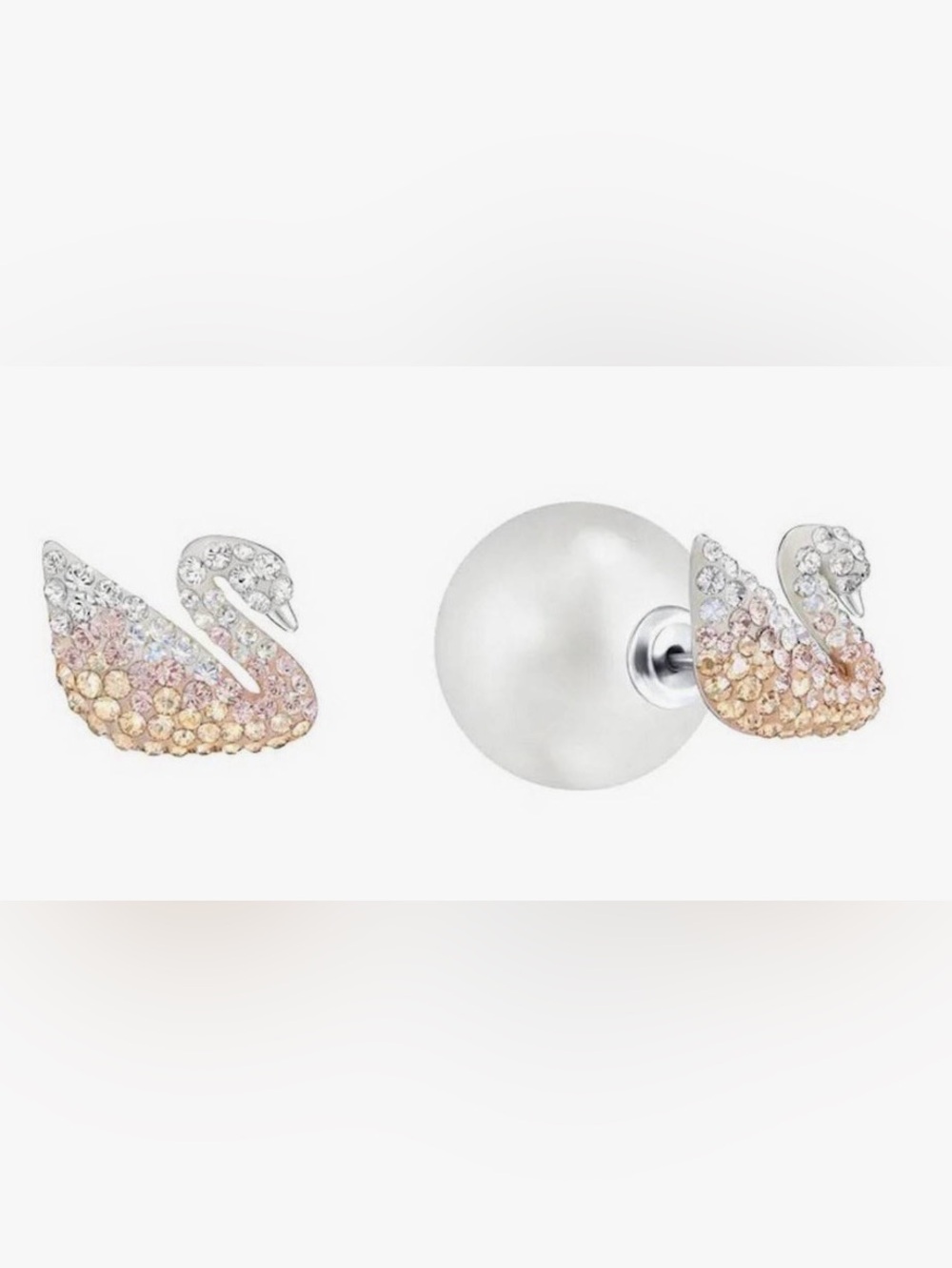 Swarovski Crystal Swan Stud Earrings with Pearl Backs (5215037)